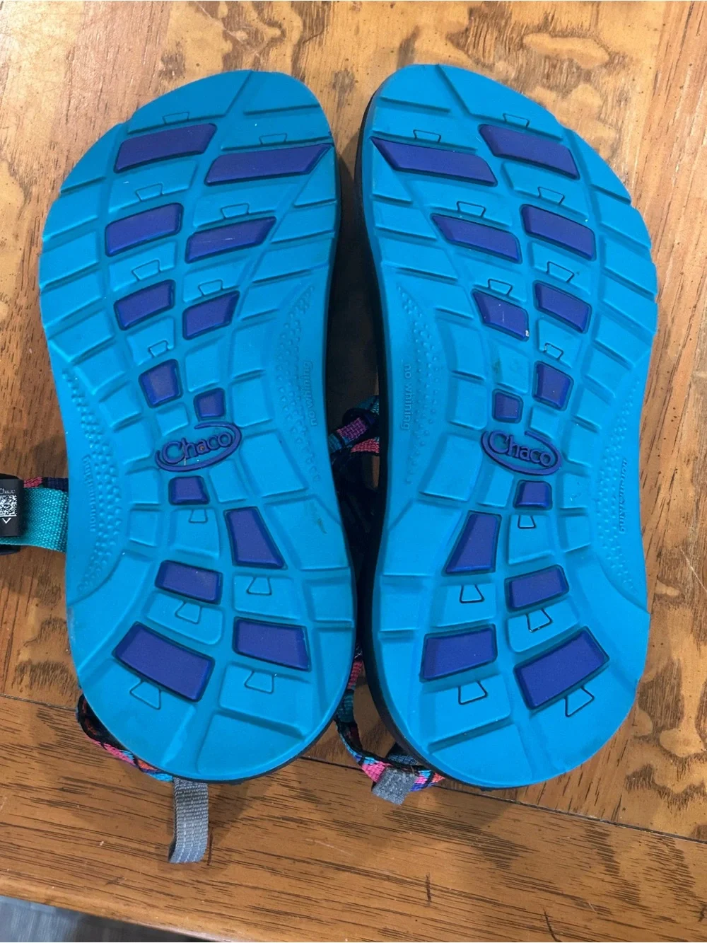 Chaco Women's Black Sandals with Teal, Pink & Orange Accent Straps